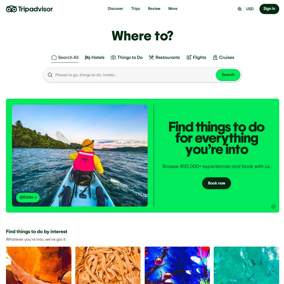 Tripadvisor website page